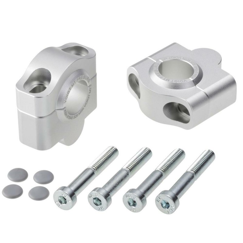 Voigt-MT Handlebar risers 25mm | Kawasaki KMX 125 (MX125B) 96-03 silver anodized
