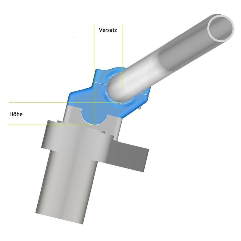 Voigt-MT Handlebar risers 30mm with offset 21mm | Aprilia Pegaso 650 (GA) 91-95 silver anodized