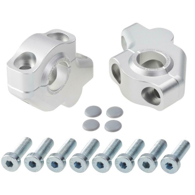 Voigt-MT Handlebar risers 30mm with offset 21mm | BMW R 100 CS (BMW247) 81-93 silver anodized
