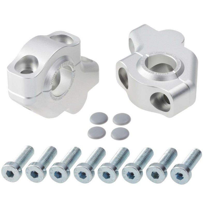 Voigt-MT Handlebar risers 30mm with offset 21mm | BMW F 650 GS Twin 07-12 silver anodized