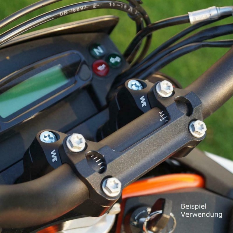 Voigt-MT Handlebar risers 30mm with offset 19mm | KTM 1290 Super Adventure R 17- black anodized