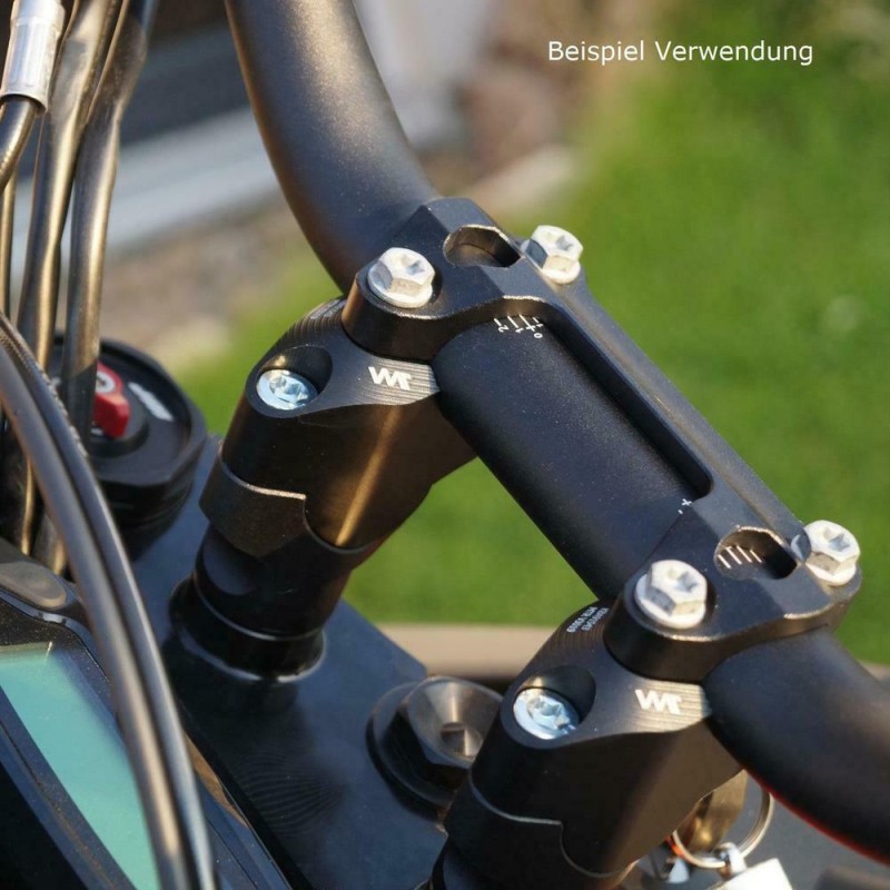 Voigt-MT Handlebar risers 30mm with offset 19mm | KTM 1290 Super Duke GT silver anodized