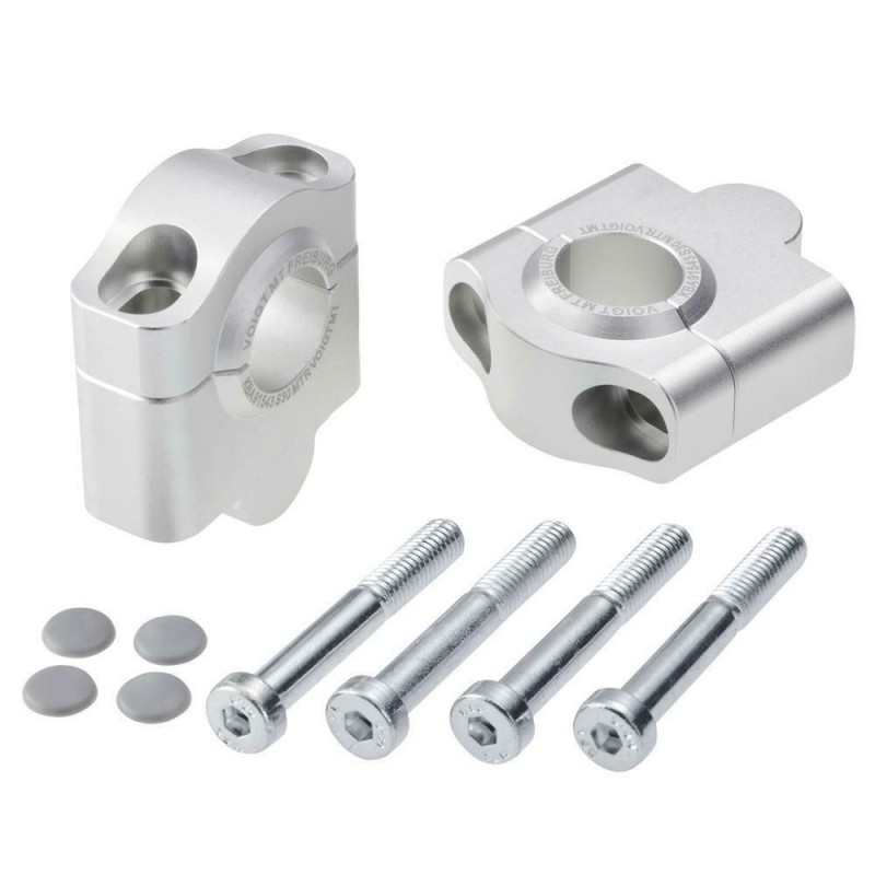 Voigt-MT Handlebar risers 30mm | Beta Motard 50 / STD / Track (BE/C2/E4) 12- silver anodized