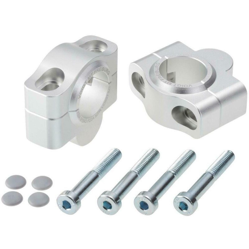 Voigt-MT Handlebar risers 20mm | Energica Eva EsseEsse9 /+ / Ribelle silver anodized