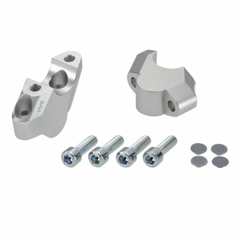 Voigt-MT Handlebar risers 30mm with offset 17mm | KTM 125 DUKE silver anodized