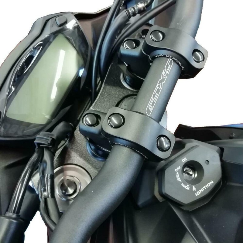 Voigt-MT Handlebar risers 30mm with offset 21mm | Moto Guzzi V85TT ´19-> black anodized