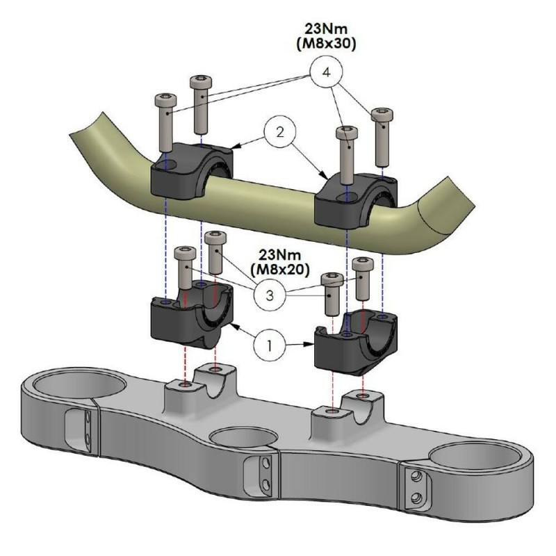 Voigt-MT handlebar conversion to fat-bar, 20mm riser | Moto Guzzi California EV (KD) 96-00