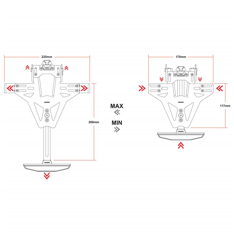 HIGHSIDER AKRON-RS PRO for Kawasaki ZX-6R 03-04 / Z 750 04-06 / Z 1000 03-06, incl. license plate illumination