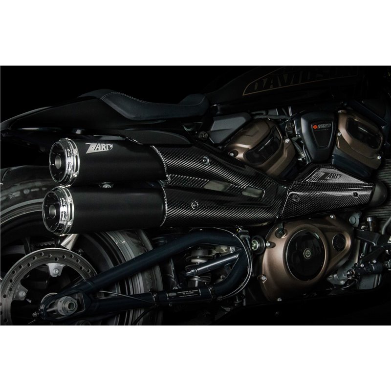 Zard Full Exhaust System 2-2 Top Gun black RVS | Harley Davidson Sportster