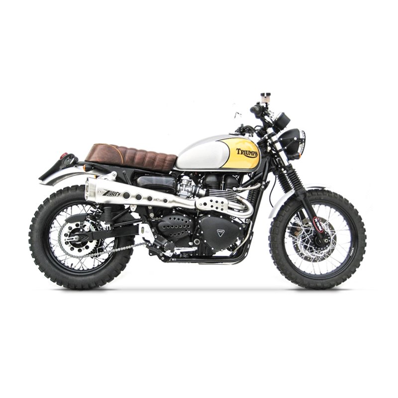 Zard Full Exhaust System 2-1 Short High Mount Matt RVS | Triumph Scrambler