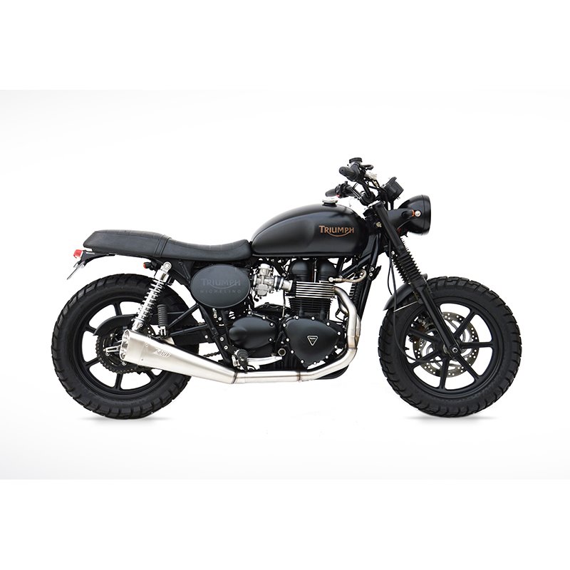 Zard Full Exhaust System 2-1 Short Low Mount Matt RVS | Triumph Bonneville