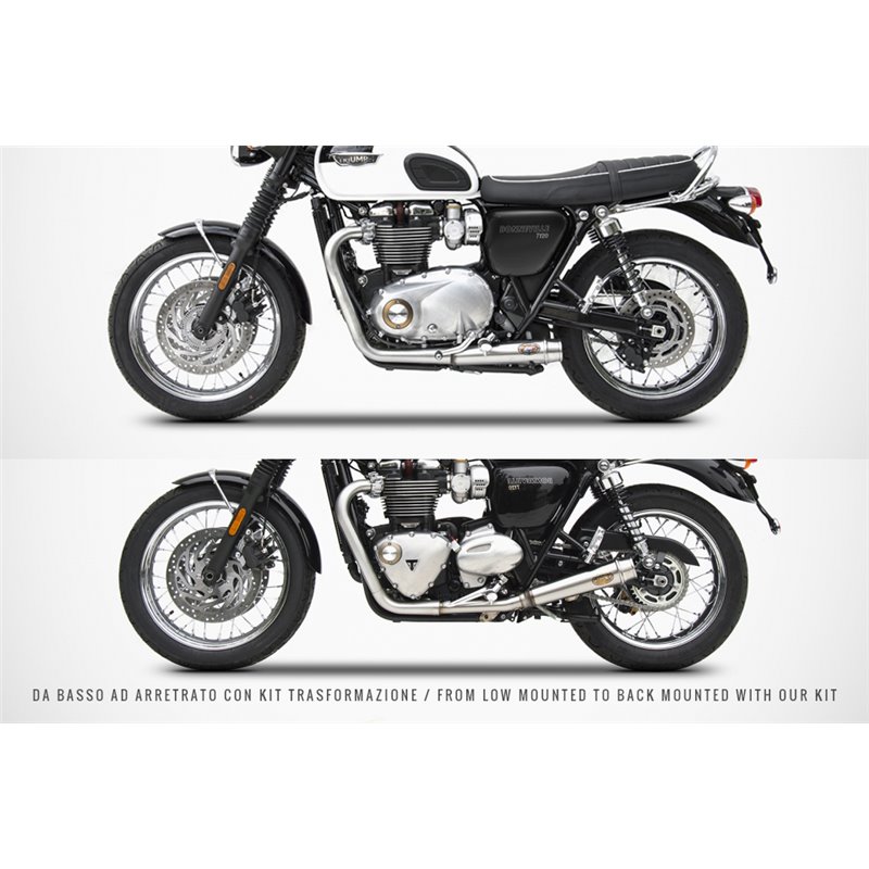 Zard Full Exhaust System 2-2 Short RVS | Triumph Bonneville T120