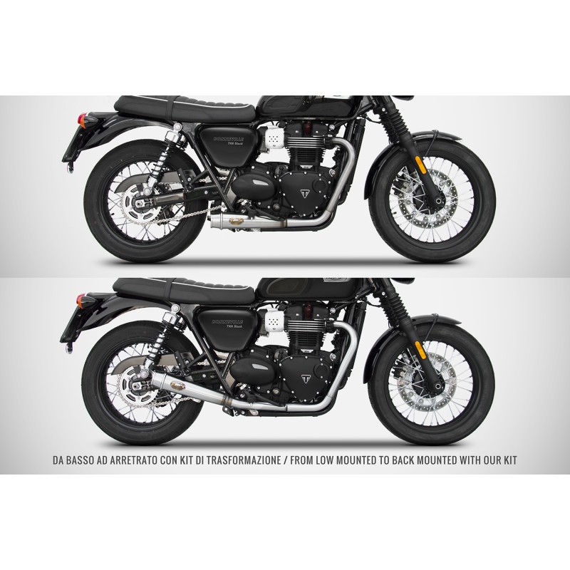 Zard Exhausts + downpipes Short RVS | Triumph Bonneville T100