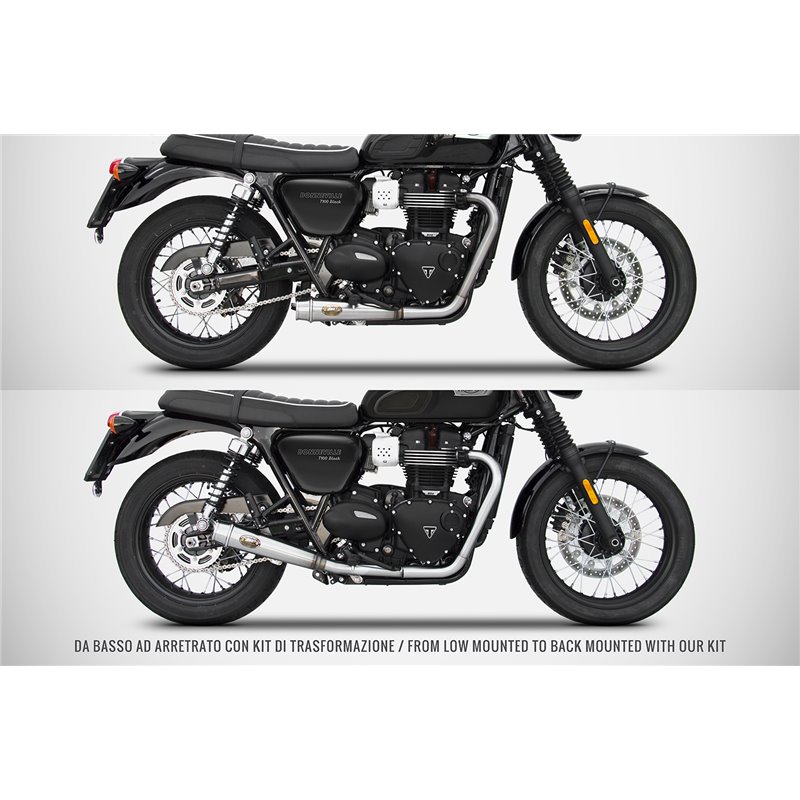 Zard Full Exhaust System 2-2 Short RVS | Triumph Bonneville T100