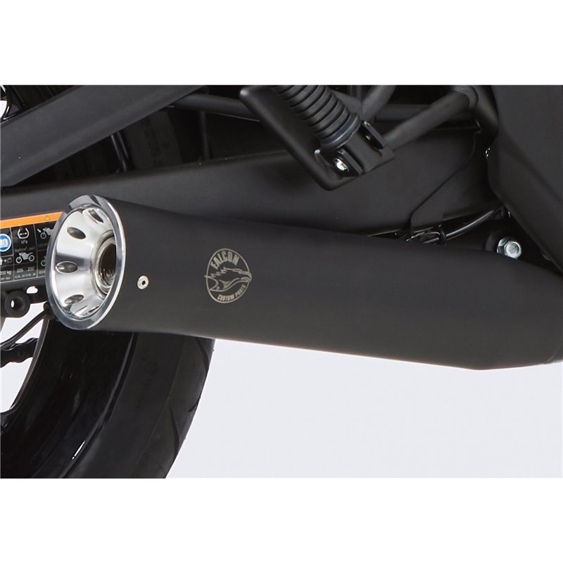 Falcon Uitlatensysteem 2-1 (met kat) Double Groove zwart | Kawasaki Vulcan S