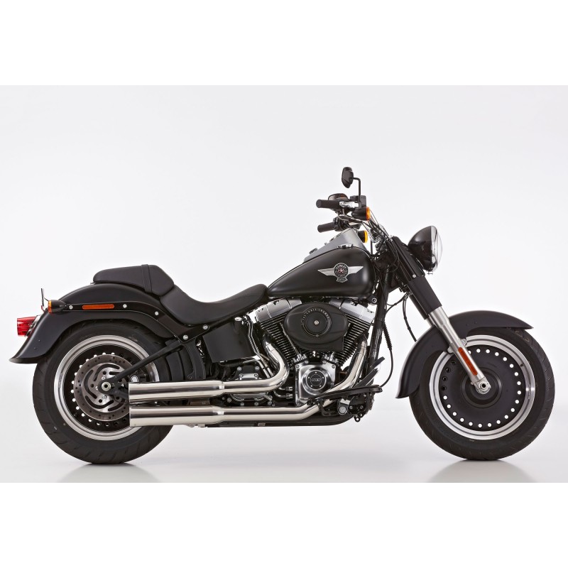 Falcon Uitlatensysteem Double Groove (met kat.) | Harley Davidson Softail | zilver