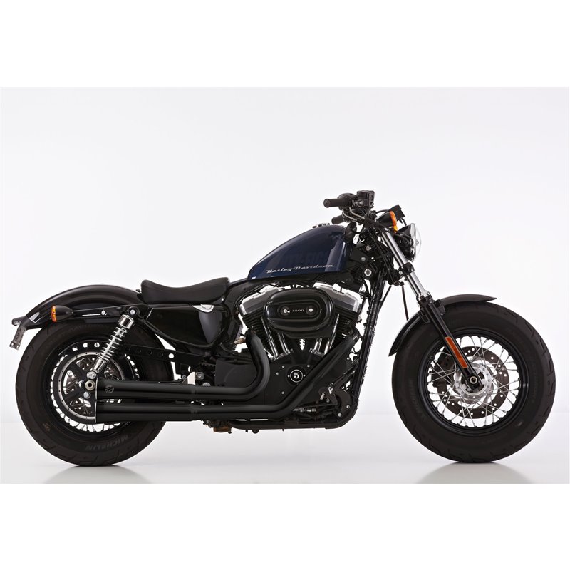 Falcon Uitlatensysteem Double Groove (met kat.) | Harley Davidson Sportster XL | zwart