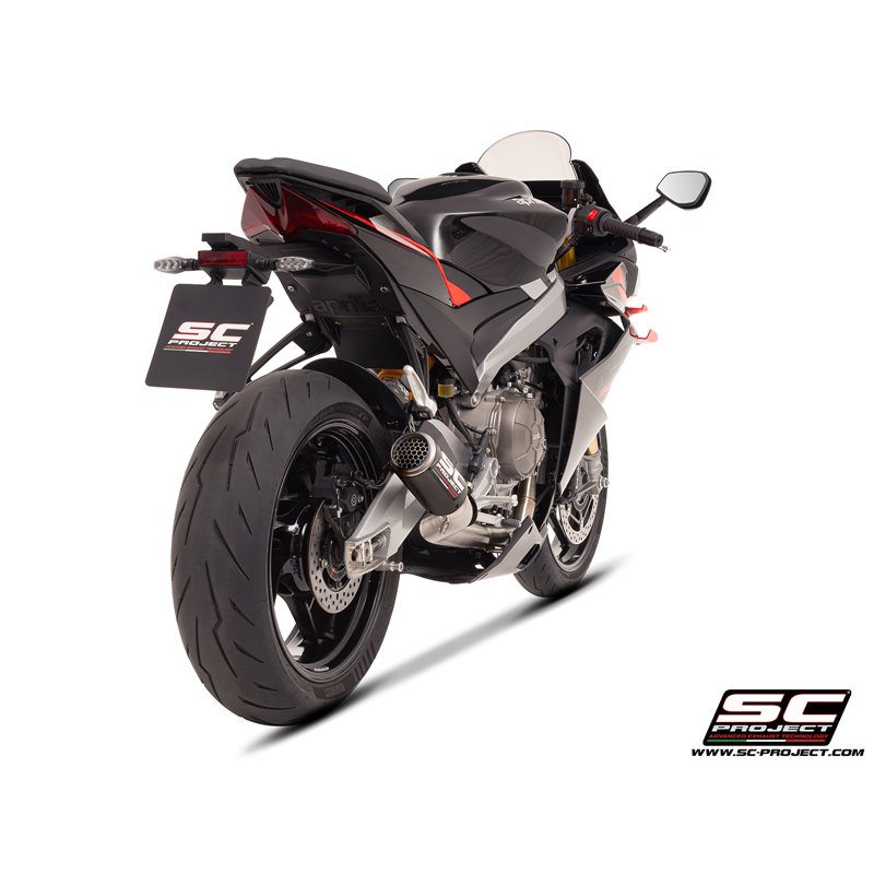 SC-Project Uitlaatsysteem 2-1 CR-T StoneGuard | Carbon | Aprilia Tuono 660