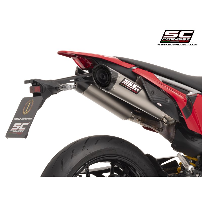 SC-Project Uitlaten S1-C Dual Undertail | Zilver | Ducati 698 Hypermotard Mono