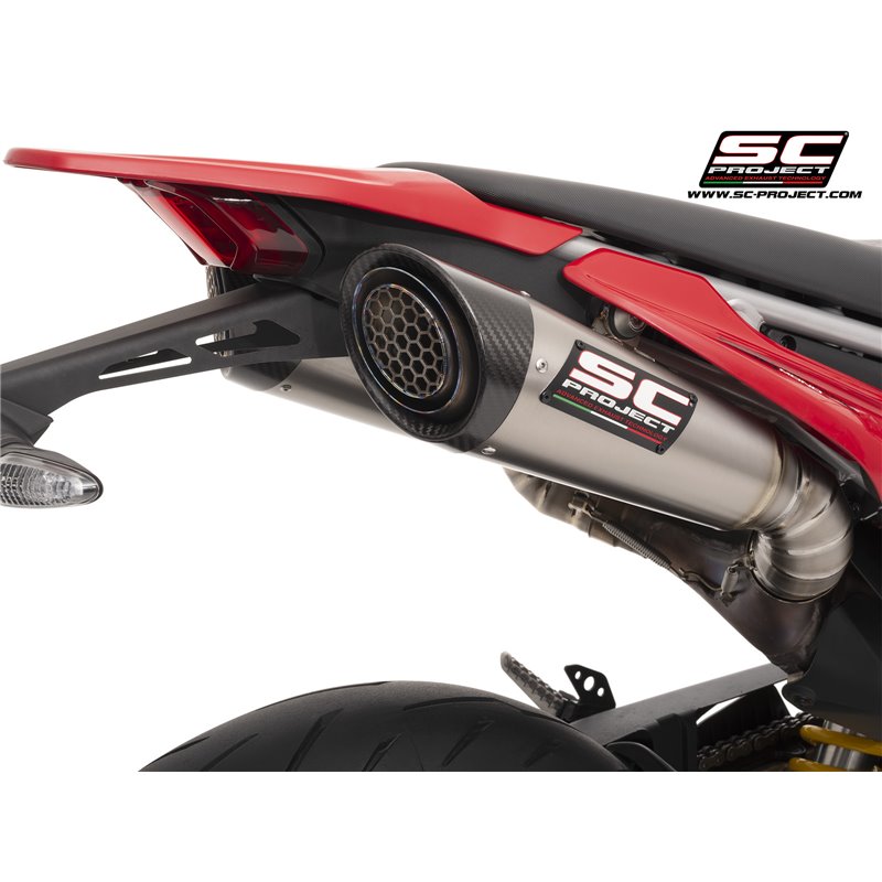 SC-Project Uitlaten S1 Dual Undertail Mesh | Zilver | Ducati 698 Hypermotard Mono
