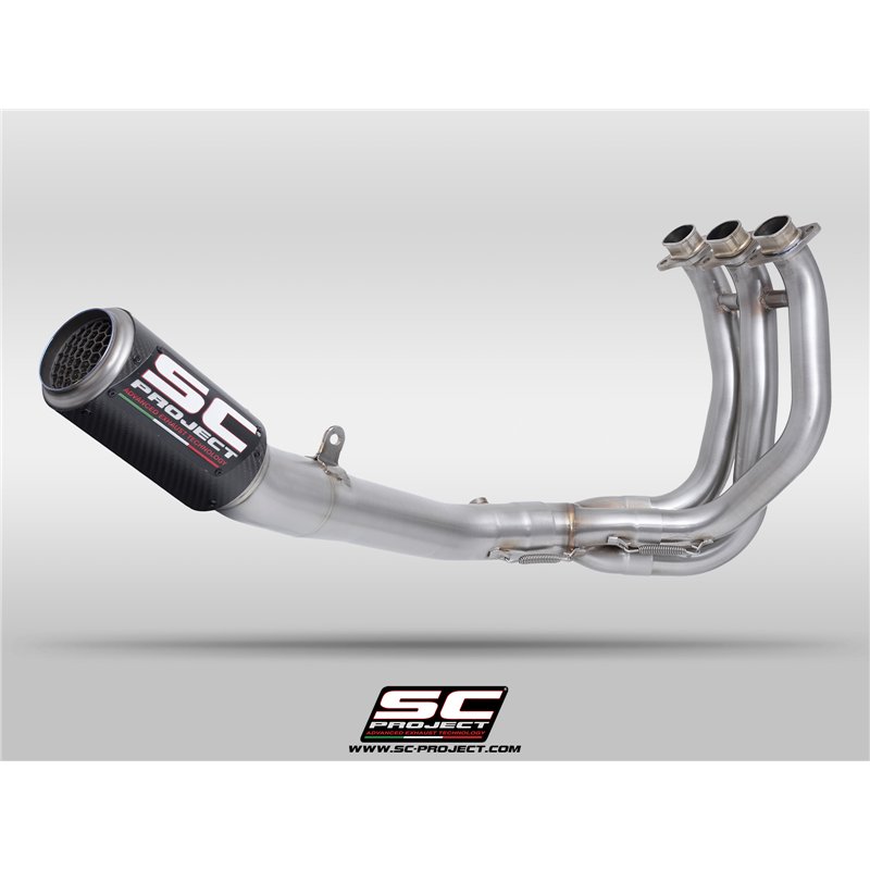 SC-Project Exhaust System 3-1 CR-T Mesh | Carbon | Triumph 765 Street Triple