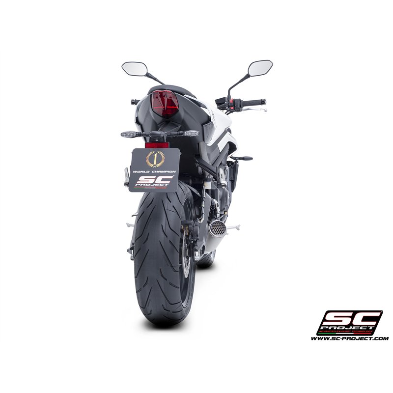 SC-Project Exhaust System 3-1 CR-T Mesh | Silver | Triumph 765 Street Triple