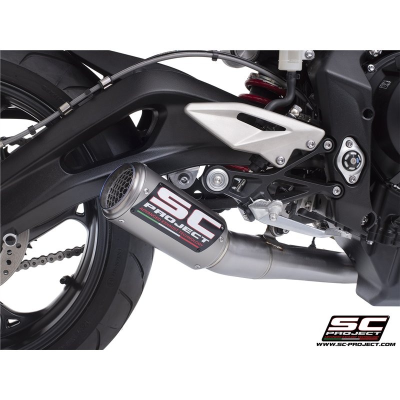 SC-Project Exhaust System 3-1 CR-T Mesh | Silver | Triumph 765 Street Triple