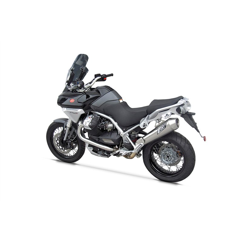 Zard Uitlaat 2-1 Conisch Rond RVS Zilver Moto Guzzi 1200 Stelvio