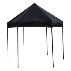 Bike It Quick-Up 3m Diameter Hexagon Gazebo With Steel Frame Without Walls - Black