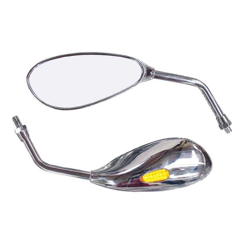 Bike It Patrol Chrome Universal Mirrors With Built In LED Indicators