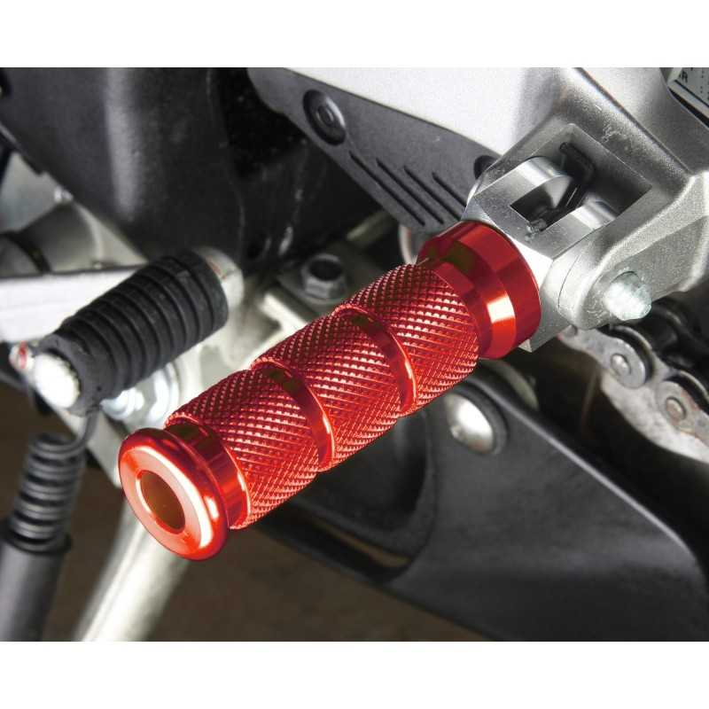 BikeTek Alloy Round Sports Footpegs Ducati Pillion Red