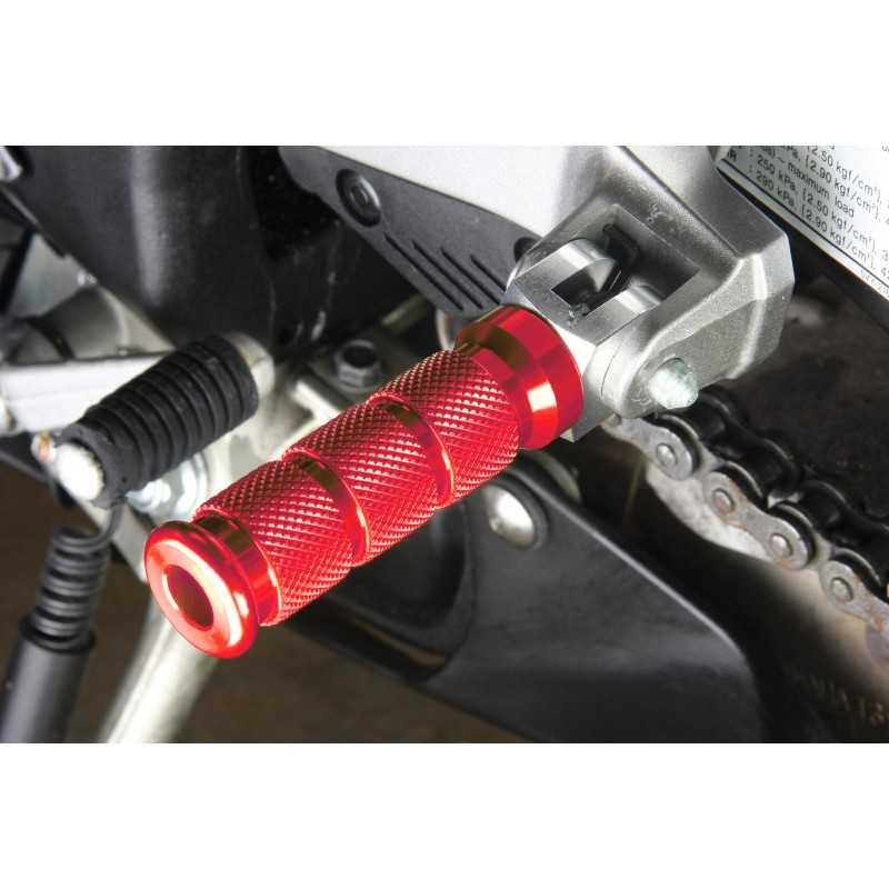 BikeTek Alloy Round Sports Footpegs Honda Rider Red