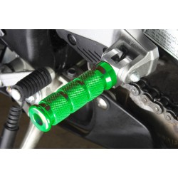 BikeTek Alloy Round Sports Footpegs Suzuki Rider/Pillion Green Type 1