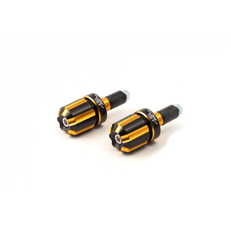 LSL Handlebar weights aluminium, two-tone, black - gold, with logo, Ã˜14 & 18mm