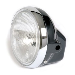 Koplamp chroom/zwart H4 CB-style