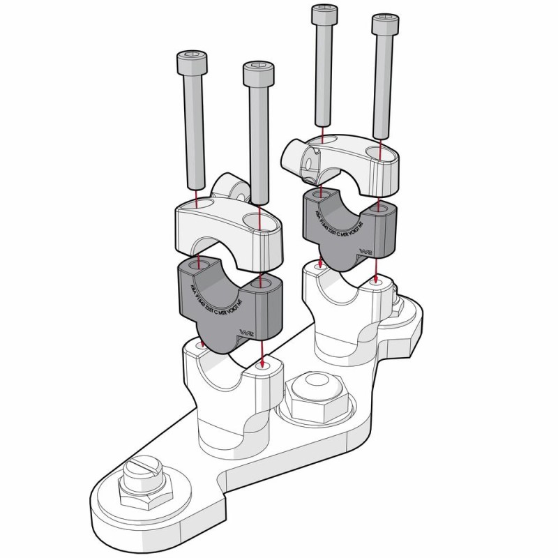 Voigt-MT Handlebar risers 25mm | Honda CMX 500 A Rebel (PC56) 17-> black anodized