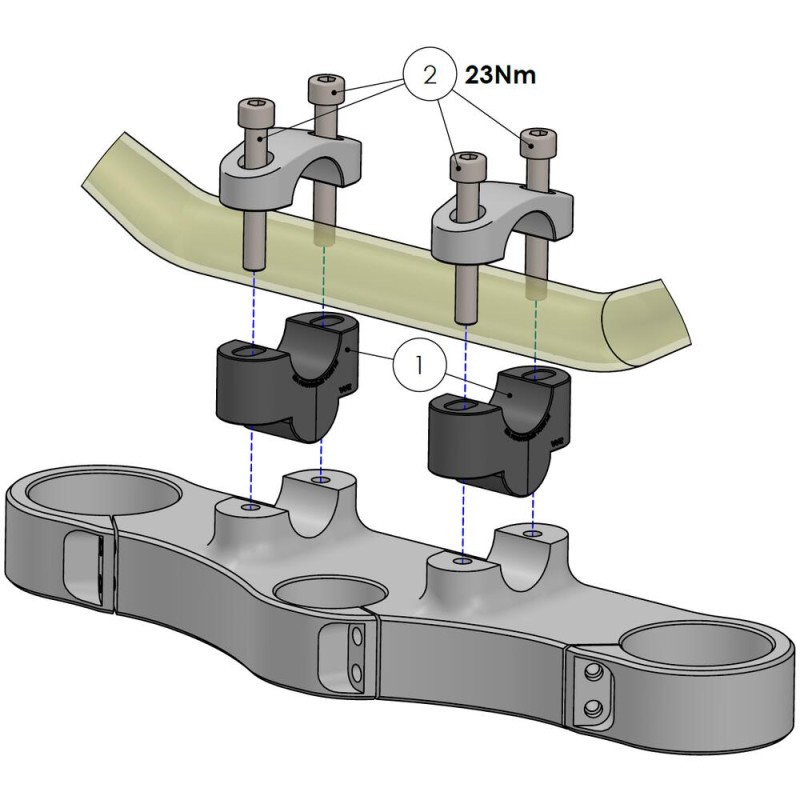 Voigt-MT Handlebar risers 25mm | Triumph Speed Twin 1200 silver anodized